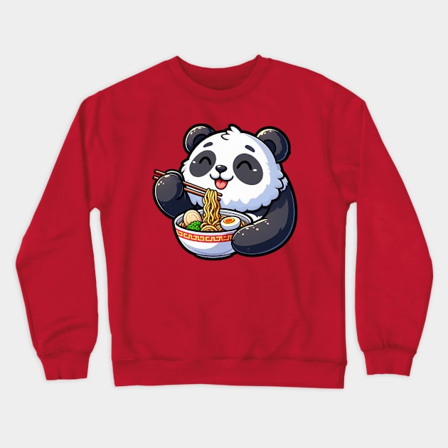 Panda Loves Ramen Crewneck Sweatshirt by Plushism